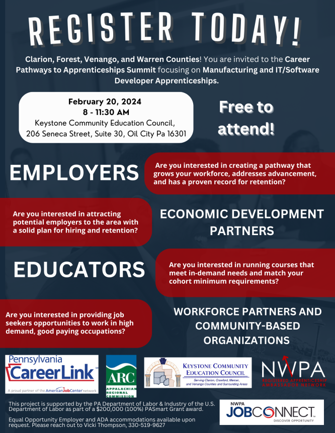 Career Pathways To Apprenticeships Summit | Clarion Area Chamber